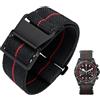 BINLUN Cinturino per Orologio in Nylon Elastico di Ricambio Militare Cinturino a Strappo Paracadute Marina Nazionale per Uomo Donna Fibbia Nero/Argento 18/20/22mm