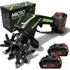 Aisny Motozappa Elettrica, Motozappa a Batteria 21V con 2 Batterie 3000mAh Motocoltivatore con 4 Lame in Metallo Larghezza di Lavoro 10cm Profondità di Lavoro 10cm 235 Giri/min