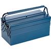 Mannesmann Brüder Mannesmann Cassetta portautensili 430 mm, 5 scomparti | M 211-430 | Verniciata blu, 4 scomparti ribaltabili con snodo e ampio vano di fondo, maniglia integrale, fornita vuota
