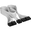 CORSAIR Elite Premium Type 4 con Guaina Individuale cavi alimentatore ATX a 24 Pin - Guaina in paracord a tripla maglia, compatibile con PSU Corsair Type 4 - Bianco