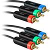 Ekon cavo YUV component RGB RCA, 1.5 metri, maschio maschio, rosso, verde, blu, per DVD, Blue-Ray, proiettori, TV