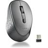 NGS Dew Gray - Mouse wireless silenzioso, ottico, ergonomico, DPI 800/1600 regolabile, ricevitore Nano, ambidestro, Plug and Play, colore grigio