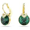 Swarovski Bella V Orecchini Pendenti, Gioielli con Cristalli Verdi Swarovski, Pietre Preziose a Taglio Round, Placcatura in Tonalità Oro, 1,9 x 1 cm, peso (singolo orecchino) 1,7 g