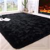 VanderHOME Morbido Tappeto a Pelo Lungo Antiscivolo Shaggy Rettangolare Tappeto Salotto Pelo Lungo Soggiorno per camera da Letto Soggiorno Decorazione Nero-140 * 200cm