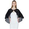 BEAUTELICATE mantello da donna Cape Chiffon Stola sciarpa retrò Bolero 1920s buste per matrimonio sposa abito da sera abito da sposa Feste Gala Stile lungo, colore nero. Taglia unica