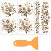 OLYCRAFT 3pz/Set 3D In Rilievo Peonia Perlata Adesivi Da Strofinare per Mobili e Artigianato 15x30cm Fiore Mobili Decalcomania Trasferimento con 1pz Raschietto per Decorazione Armadio Guardaroba
