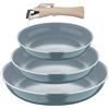 BERGNER, Set 4 padelle, 18, 20, 24 cm, con manico staccabile, Alluminio riciclato pressato, Rivestimento PPG Fusion, Compatibile con l'induzione, Verde