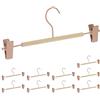 Relaxdays Set da 10 Grucce per Pantaloni, Gonne etc., 2 Clip per Gruccia, Legno e Metallo, 11,5x30,5x3 cm, Rosa/Naturale