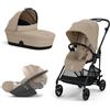 Cybex + - Cybex Gold Trio Melio Almond Beige con Telaio Carbon con Cloud T