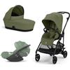 Cybex + - Cybex Gold Trio Melio Moss Green con Telaio Carbon con Cloud T