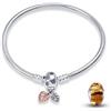 HappyStar Bracciale Donna Bead Charm Da Donna in Argento Sterling 925,Bracciale con maglia snake e chiusura, Charms Compatibili,Regali per donne.