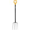 Fiskars Forcone per Compost con 4 Rebbi, Lunghezza: 126 cm, Rebbi in Acciaio di Qualità/Manico in Plastica Rinforzata con Fbra di Vetro, Nero/Arancio, Solido, 1070674