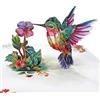 CUT POPUP.COM CUTPOPUP Colibrì con Biglietto di Fiori Viola - Biglietto Auguri Compleanno, Biglietto Festa della Mamma, Biglietto Auguri 3D per Moglie, Mamma, Figlia (Purple Flower) US8-82.IT