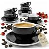 MUVELL Set 6 Tazzine da Caffè Espresso 60 ml con Piattini Neri e Bianchi Porcellana Spessa Stile Italiano Lavabili in Lavastoviglie Idea Regalo