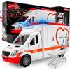 CELMAN Ambulanza giocattolo ambulanza ambulanza con barella, portellone apribile, luce e suono, grande auto giocattolo medico Responder per bambini dai 3 4 5 6 7 8 anni in su