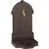 Relaxdays Fontana da Giardino in Stile Antico, 73x39x32 cm, Fontanella da Esterno, Rubinetto Acqua e Vaschetta, Marrone