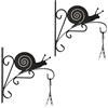 Relaxdays Set da 2 Ganci Portavasi, per Vasi Sospesi, Lanterne, Fissaggio a Parete, Lumaca, HxLxP: 30x30,5x2 cm, Nero, Ferro, 30 x 30,5 x 2 cm