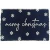 Relaxdays Zerbino in Cocco, Merry Christmas, 60x40, Antiscivolo, Impermeabile, Tappetino per Porta, Blu