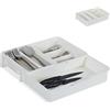 Relaxdays Portaposate da Cassetto, Regolabile, 7 Scomparti, Posate & Accessori Cucina, Plastica, 6x23,5x31,5 cm, Bianco