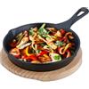 Relaxdays Padella Ghisa con Sottopentola, Piastra 20 cm da Fornello a Gas o Induzione, Bistecchiera Barbecue, Antracite