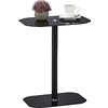Relaxdays Tavolino da Salotto, Acciaio e Vetro, H x L x P: 54,5 x 44,5 x 29,5 cm, Tavolo da Divano, Design Moderno, Nero