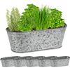 Relaxdays Vasi Ovali per Fiori, Set da 6, Fioriere da giardino, in Ferro Zincato, Vintage, HLP 11x30,5x13,5cm, Argentato
