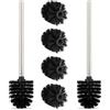 Relaxdays Scovolino per WC, Set da 2 con 4 Spazzole di Ricambio, Scopino con Manico in Acciaio Inox, HxD 35 x 8 cm, Nero