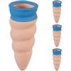 Relaxdays Annaffiatoio Automatico per Vasi, Set da 4 Coni in Ceramica, Irrigatori per Bottiglie da 1,5 L, Terracotta Blu, 11,5 x 4,5 x 4,5 cm
