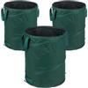 Relaxdays Sacchi da Giardinaggio, Set da 3, 90 l, Fogliame e Rifiuti, Pop Up, Impermeabile e Stabile ai Raggi UV, Verde