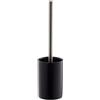 Relaxdays Set di Scopino e Portascopino in Ceramica, per Bagno e WC, Testa Sostituibile, 36 cm, da Toilette, Nero