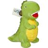 Relaxdays Salvadanaio Dinosauro, Contenitore Salva Danaro, Regalo Casa, Risparmi Monete, 19x10x15,5 cm, Ceramica, Verde, Pietra