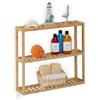 Relaxdays Mensola da Parete per Bagno, in bambù con 3 Ripiani, 54 x 60 x 15 cm, Scaffale Portaspezie in Cucina, Naturale