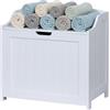 Relaxdays Cassa portabiancheria Relaxdays, 80 L, per Biancheria Sporca, Biancheria da Letto, Cassa con Coperchio, MDF, Bianco