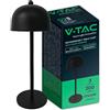 V-TAC Lampada da Tavolo senza Fili LED Dimmerabile in Metallo - Lampada Nera Wireless per Uso Interno da Casa o Ristorante - Design Elegante - Luce Calda, Fredda, Naturale 3 in 1
