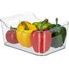 Relaxdays Organizer da Frigorifero, Contenitore da Cucina, Box per Alimenti, HLP: 10,5x25x18 cm, con Manici, Trasparente
