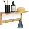 Relaxdays Mensola Appendiabiti, Attaccapanni con Ripiano, Bagno e Ingresso, 3 Ganci, bambù, HLP 18x37,5x16 cm, Naturale
