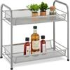 Relaxdays Scaffale Portaspezie a 2 Ripiani, Organizer Tavolo Cucina o Mensola Bagno per Make-Up, in Metallo, Argentato, 44,5x48x27 cm