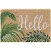 Relaxdays Zerbino in Fibra di Cocco, 40x60 cm, Design Hello con Foglie, Interni e Esterni, Antiscivolo, Naturale Verde