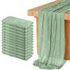 KEEPSHOWING Confezione da 12 runner da tavola in garza, 3 m, rustico, velato, in garza, decorazione romantica per matrimoni, addio al nubilato, feste di compleanno (89 x 299,7 cm) (verde salvia)