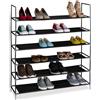 Relaxdays Scarpiera a 6 Ripiani, Scaffale HxLxP: 108 x 100 x 28 cm, Portascarpe Salvaspazio Slim per 24 Paia di Scarpe