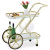 Relaxdays Carrello da Cucina, 2 Ripiani, Carrellino di Servizio, HLP: 80x43x85 cm, Rotelle, Vetro e Ferro, Color Ottone