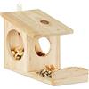 Relaxdays Mangiatoia per Scoiattoli, da Appendere, in Legno, HxLxP: 17,5 x 14 x 25 cm ca. Colore Legno Naturale
