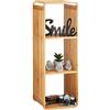 Relaxdays Scaffale Aperto con Angoli Arrotondati, Mobile da Bagno con Mensole, Quadrato, bambù, Marrone, HxLxP: 96x33x33 cm
