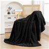 Puncuntex Coperta in pile di flanella 3D jacquard decorativa, 127 x 152 cm, super morbida, per divano, sedia, leggera, colore: nero
