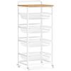VASAGLE Carrello da Cucina a 5 Ripiani, con Cesti Scorrevoli, Carrellino da Cucina con Rotelle, con Maniglia, 31,7 x 40 x 95 cm, Rovere Dorato e Bianco Opaco LRC041YA01