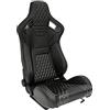 AUTO-STYLE Sedile Sportivo 'AK' - Finta pelle Nero + Cucitura Argento - reclinabile doppia regolazione - incl. Slitte