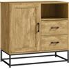 HOMCOM Credenza Moderna Multiuso da cucina con 2 Cassetti, Armadietto Regolabile e Ripiano Aperto, in Legno e Acciaio, 80x40x78cm, Marrone|Aosom Italy