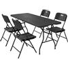 Outsunny Set Tavolo da Campeggio Pieghevole Set da Birreria con 4 Sedie, Nero | Aosom Italy