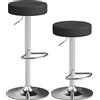 HOMCOM Set 2 Sgabelli da Bar Moderni e Regolabili, in Pelle PU, Spugna e Metallo, 38.5x38.5x62-84 cm, Nero | Aosom Italy