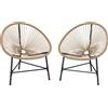 Outsunny Set 2 Sedie Acapulco in Rattan PE con Struttura Triangolare in Acciaio, per Balcone, 72x68x81 cm, Color Legno | Aosom Italy